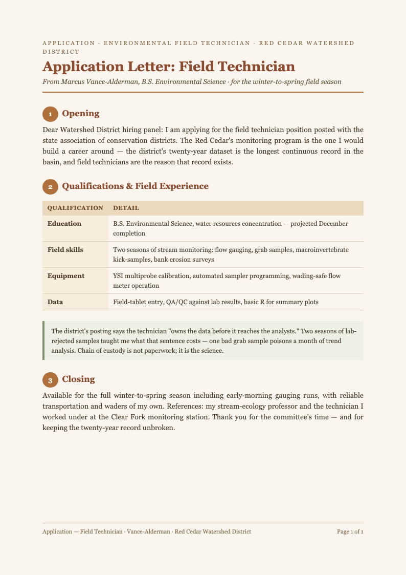 Earth tone natural application letter